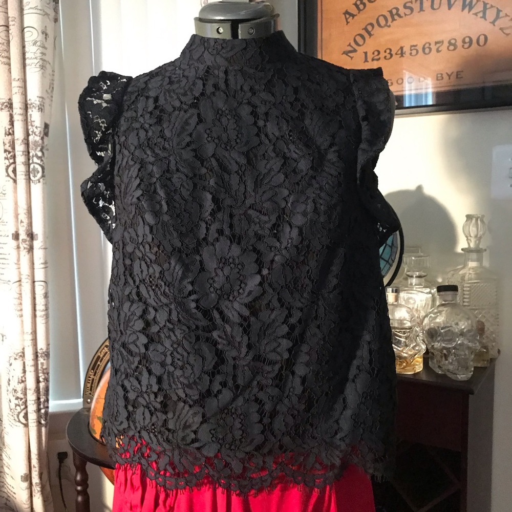 Black lace sleeveless blouse
